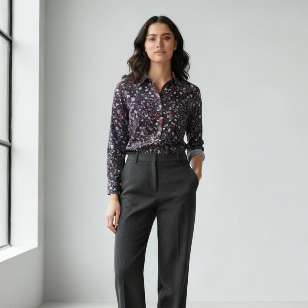 St John's Bay Classic Shirt Navy Ditsy